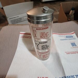 Vintage Cocktail Shaker with Recipe Guide 1950s Mid-century The Lid